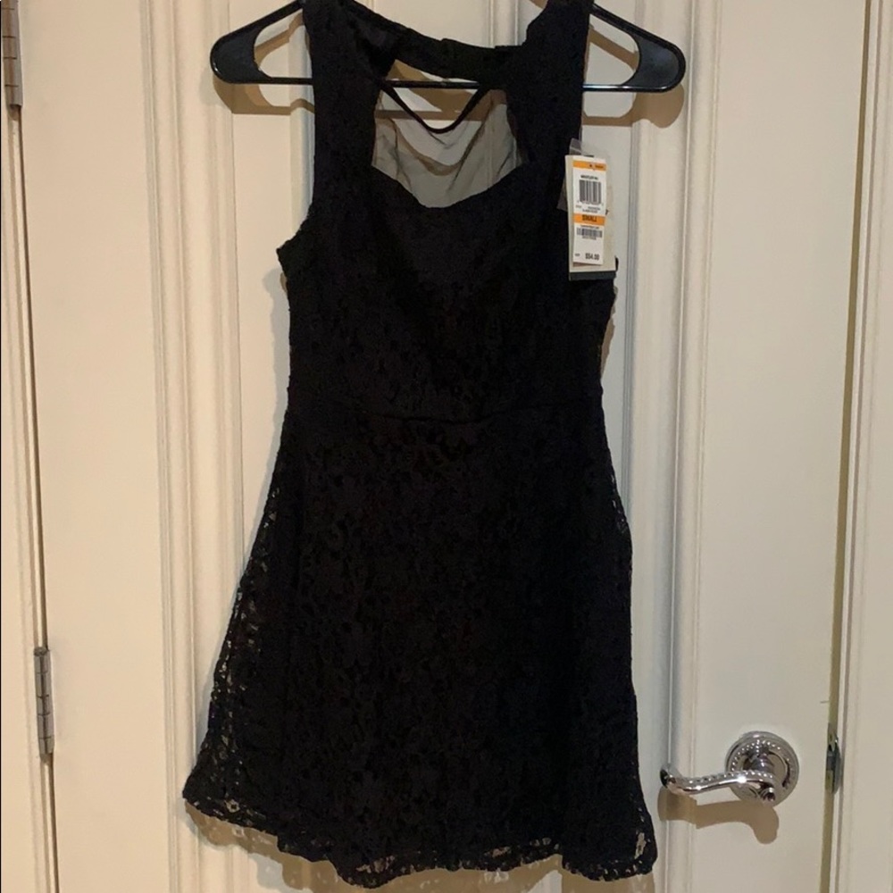 Black lace skater dress
